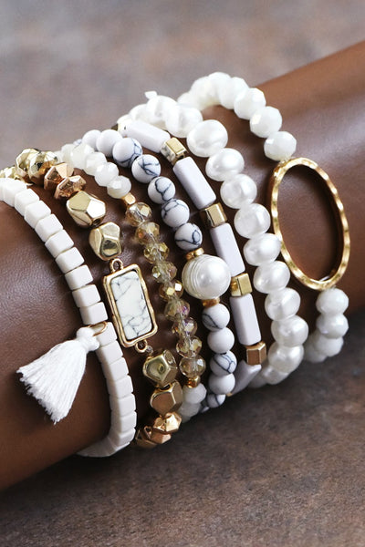WHITE MIXED BRACELET SET