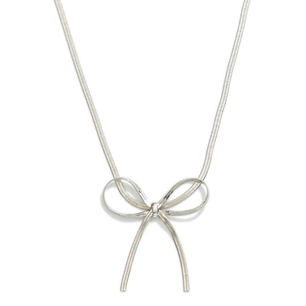 HERRINGBONE BOW NECKLACE