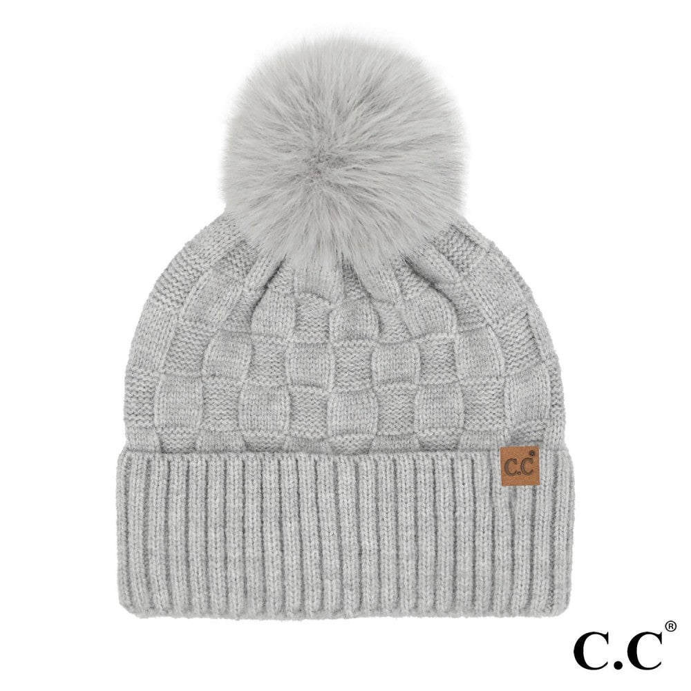 C.C. GREY POM BEANIE