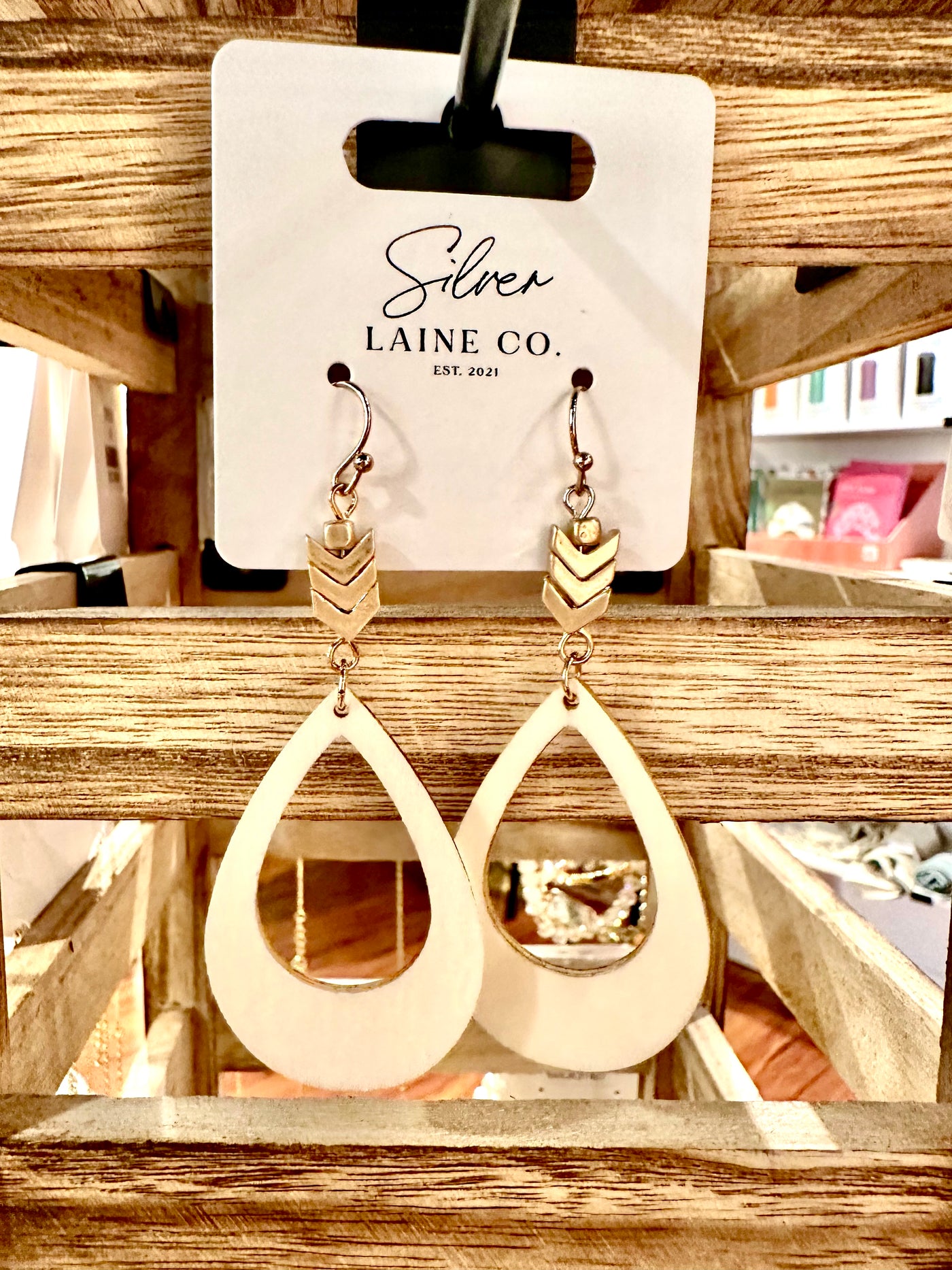 WOOD HOOP EARRING